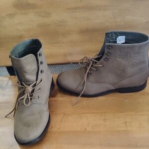 Grudrun Sjoden Suede Lace Up Embossed Boots Brown Size 38